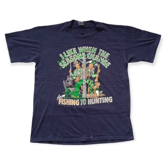 VINTAGE 1991 HUNTING SEASON HUMOR TEE - Picture 1 of 7